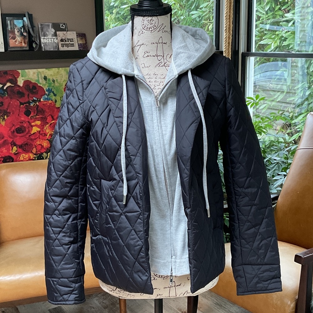 Central Park West Quilted Jacket with removable Hoodie Layer